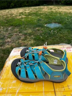 Keen Women’s Blue Turquoise and Lime Green Sport Sandals Size 6